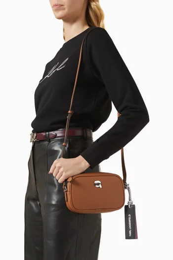 Ikon Camera Bag in Pebbled Faux Leather