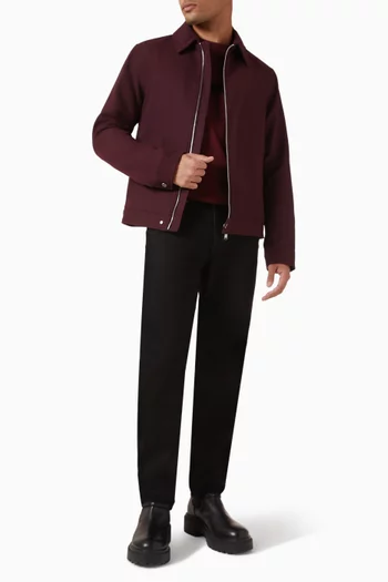 جاكيت بسحّاب وشعار الماركة مزيج صوف