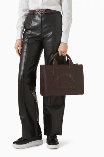 Medium Rue St-Guillaume Square Tote Bag in Pebbled Faux Leather
