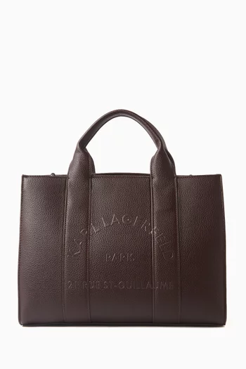 Medium Rue St-Guillaume Square Tote Bag in Pebbled Faux Leather