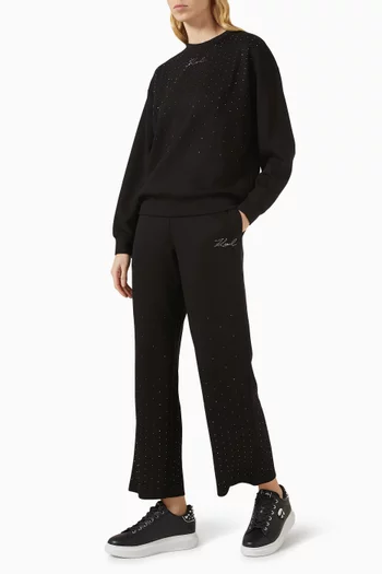 Rhinestone Sweatpants in Viscose-blend