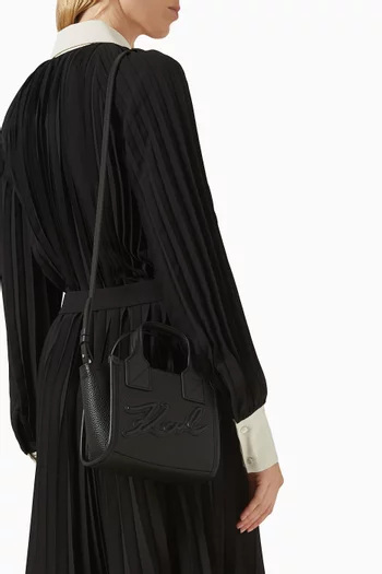 K/Square Small Tote Bag in Grained Faux Leather