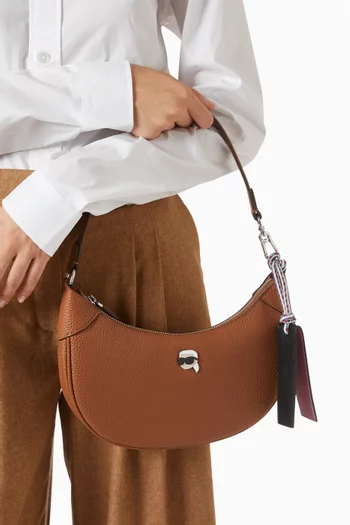 Ikon Half Moon Shoulder Bag in Faux Leather