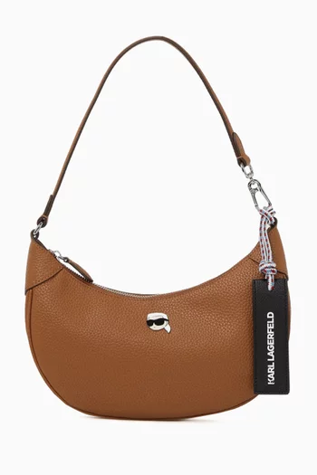 Ikon Half Moon Shoulder Bag in Faux Leather