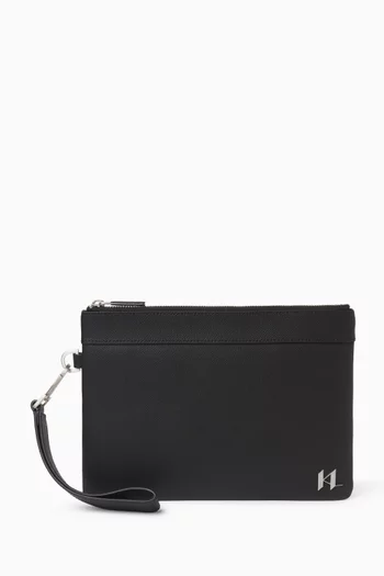 K/Monogram Pouch in Leather