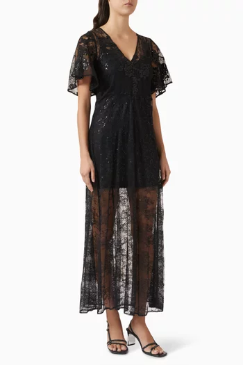 Sequin-embellished Maxi Dress in Lace