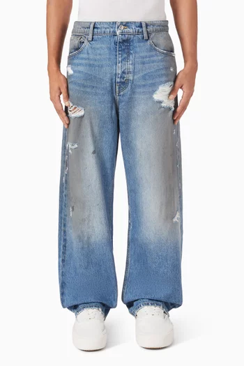 Dirty Wash Baggy Jeans in Denim