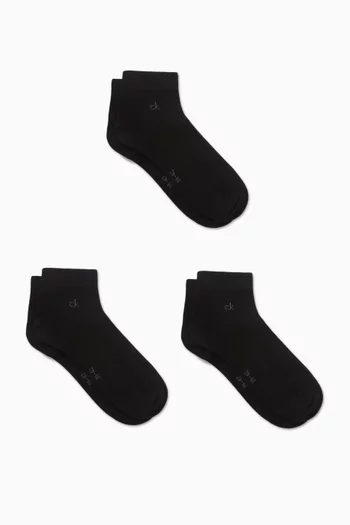 Logo Quarter Socks, Set of 3