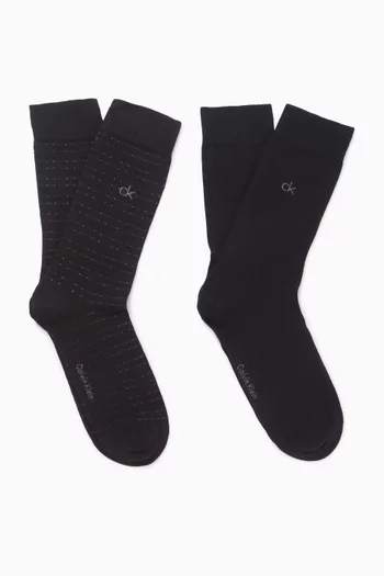 Grid Logo Socks in Cotton-blend, Set of 2