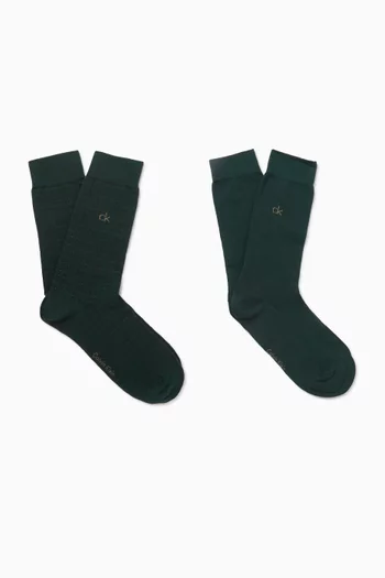 Grid Logo Socks in Cotton-blend, Set of 2