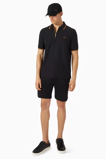 تي شيرت بولو بياقة وسحّاب بيكيه كريب