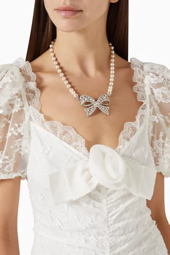 Pearl & Crystal Bow Necklace