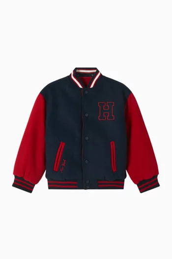 Reversible Relaxed Bomber Jacket in Wool-blend