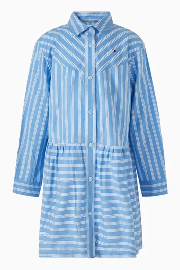 Stripe Shirt Dress in Cotton Poplin