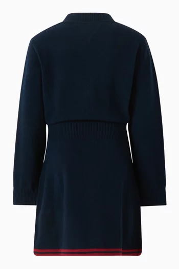 Varsity Intarsia Logo Jumper Dress in Cotton-blend