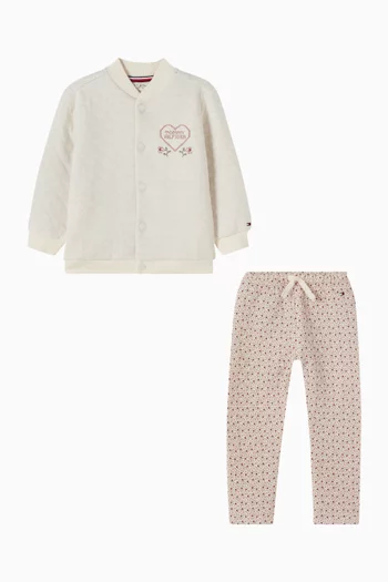 طقم هدايا بنطال وجاكيت بومبر بشعار الماركة