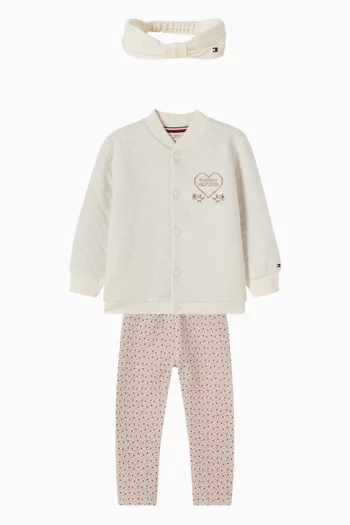 طقم هدايا بنطال وجاكيت بومبر بشعار الماركة