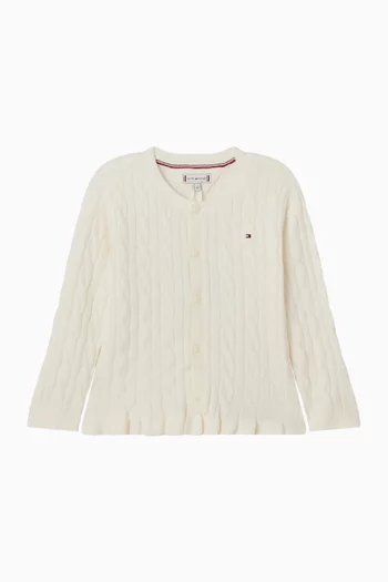Ruffle Cardigan in Cotton-blend