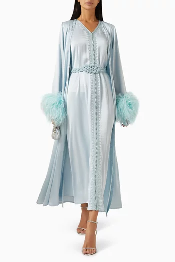 Feather Sleeve 2-piece Dress Set
