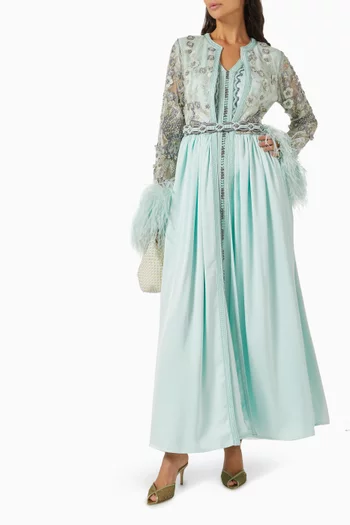 Feather Sleeve 2-piece Dress Set