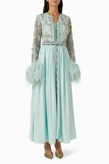 Feather Sleeve 2-piece Dress Set