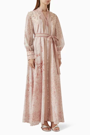 Maelis Floral-appliqué Dress in Cotton Silk