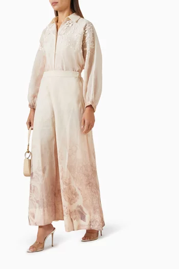 Aerina Shirt & Pants Set in Lurex Linen