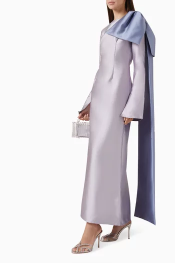 Shoulder Bow Maxi Dress in Taffeta
