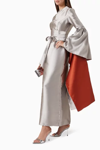 Structured Waist Maxi Dress in Taffeta