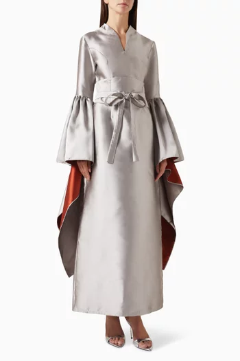 Structured Waist Maxi Dress in Taffeta