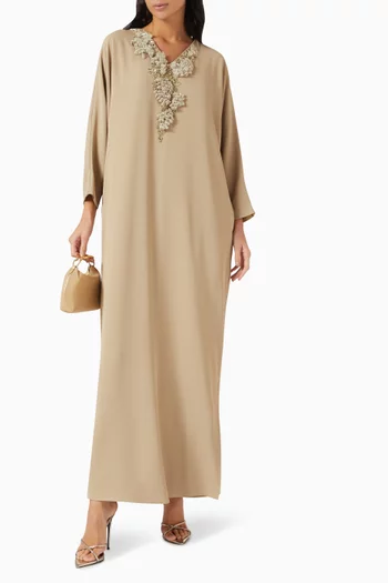 3D Floral-applique Kaftan