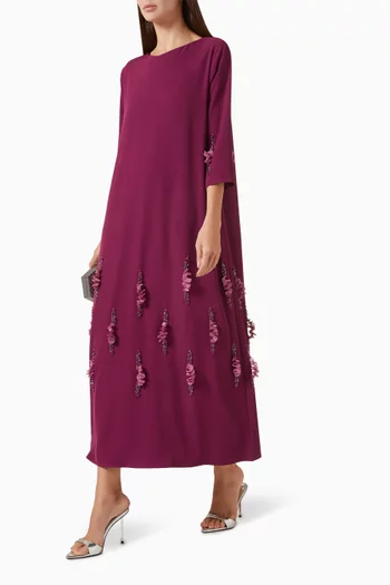 3D Floral-applique Kaftan