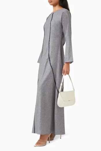 Fringed Maxi Dress in Cotton-denim