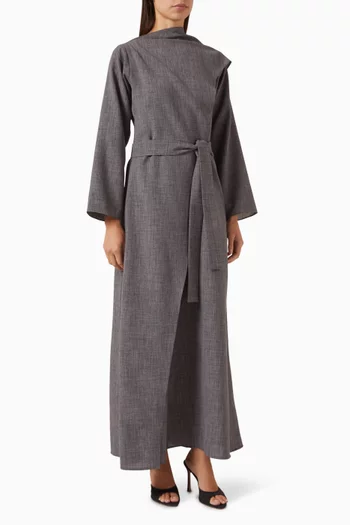 Belted Maxi Dress in Cotton-denim
