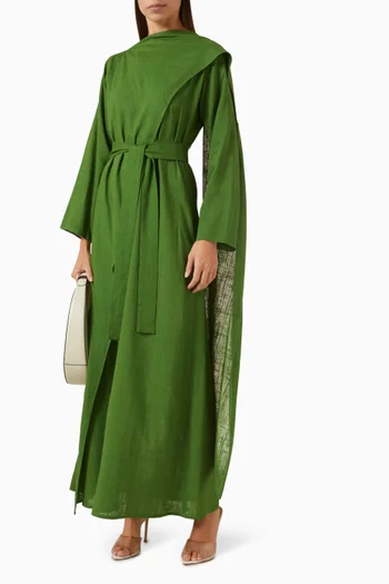 Belted Maxi Dress in Cotton-linen