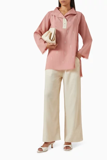 Printed Top & Pants Set in Cotton-blend