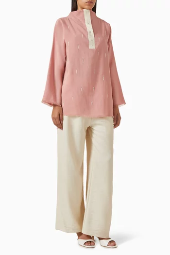 Printed Top & Pants Set in Cotton-blend