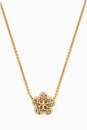 Pavé Flower Pendant in 18kt Gold-plated Brass