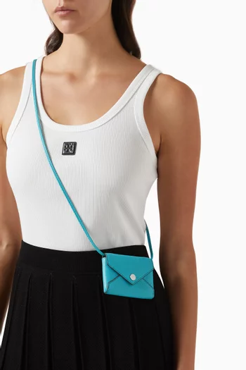 حافظة بطاقات بحمالة جلد