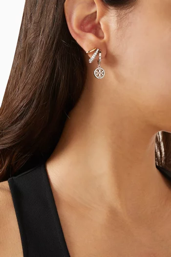 Miller Pave Triple Hoop Earrings in Plated Brass