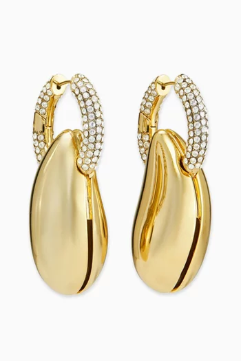 أقراط دائرية بتصميم مموج معدن مطلي ذهب عيار 18