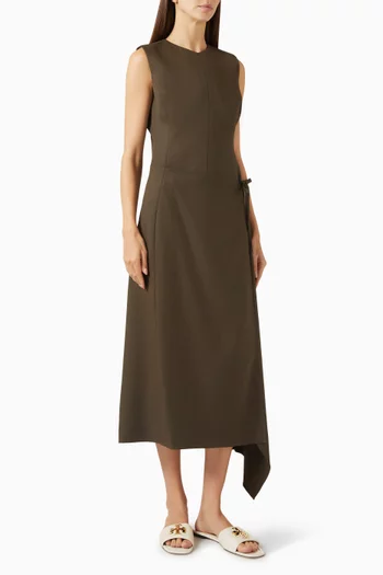 فستان بتصميم ملفوف وحزام تويل