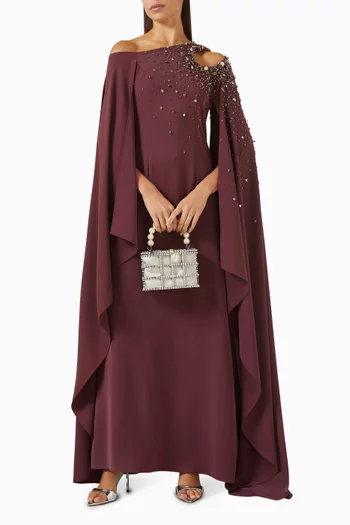 Crystal-embellished One-shoulder Maxi Dress