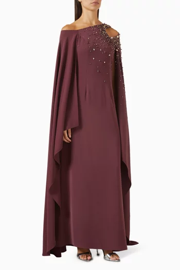 Crystal-embellished One-shoulder Maxi Dress