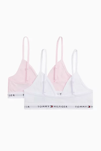 Signature Triangle Bralettes in Stretch Cotton, Set of 2
