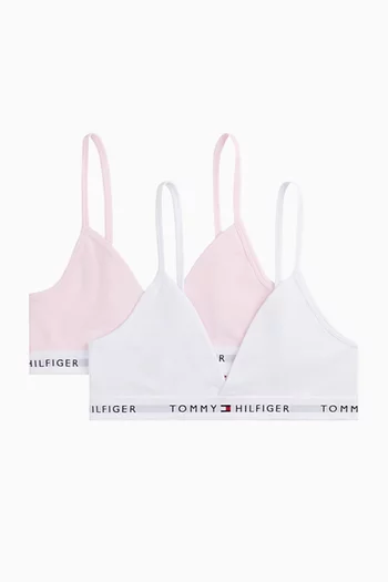 Signature Triangle Bralettes in Stretch Cotton, Set of 2