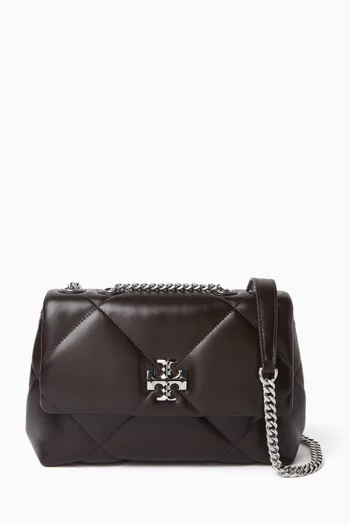 Small Kira Diamond Quilt Convertible Bag in Leather