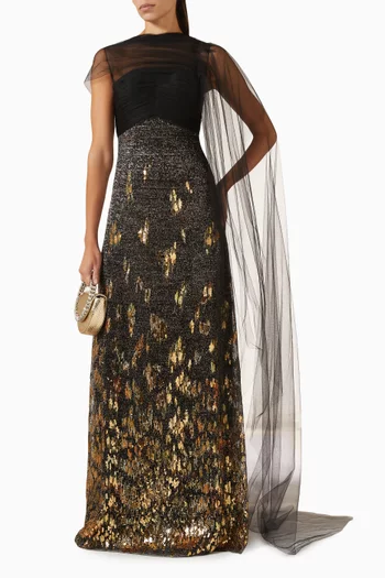 Orzella Sequin-embellished Gown