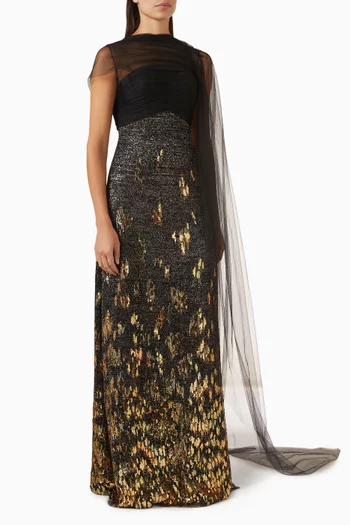 Orzella Sequin-embellished Gown