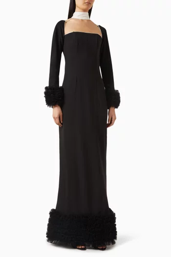 Dazelle Ruffle Gown in Scuba